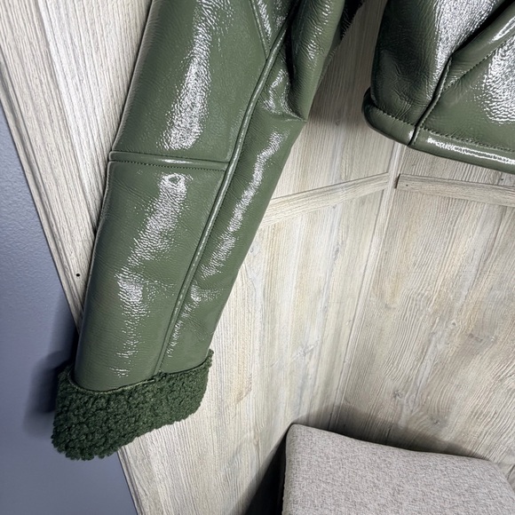 Fashion Nova Dark Green Faux Leather Crop Jacket - Picture 4 of 8
